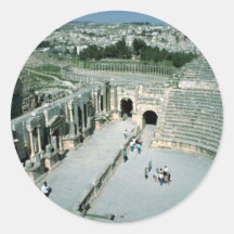 Roman amphitheatre with oval piazza behind, Jarash Stickers