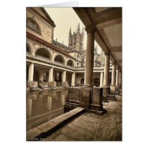 Roman Baths and Abbey, III, Bath, England classic Cards
