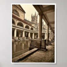 Roman Baths and Abbey, III, Bath, England classic Poster