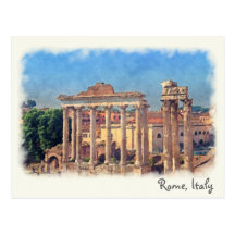 Roman forum ruins postcard