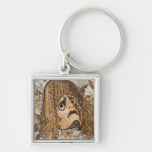 Roman mosaic, with mask, leaves and fruit key chains