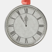 Roman Numeral Clock Face B&W Ornament