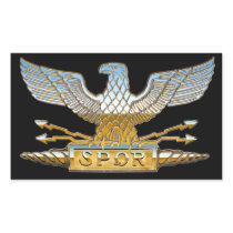 Roman Republican Eagle in Chrome Rectangle Sticker