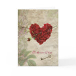 Romance Rose Petal Heart with Key Card