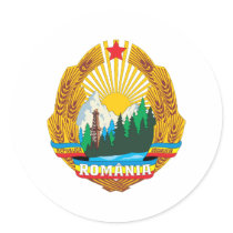Romania 1965 Coat Of Arms Round Stickers