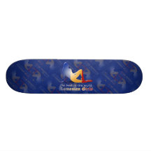 Romanian Girl Silhouette Flag Custom Skate Board