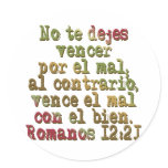 Romanos 12:21 round sticker