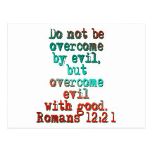 Romans 12:21 postcard