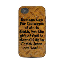 Romans 6:23: Rusty Metal Barely There 4/4S Tough Iphone 4 Cases