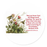 Romans 8:28 Bee Motif Round Stickers