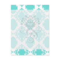 romantic aqua blue on white elegant damask