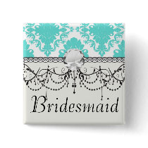 romantic aqua blue white damask design pins
