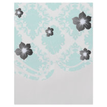 romantic aqua blue white damask design full color flyer