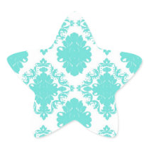 romantic aqua blue white damask design stickers