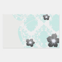 romantic aqua blue white damask design rectangle stickers