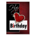 Romantic birthday red heart diamonds love cards