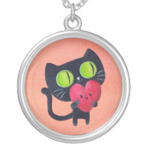 Romantic Cat hugging Red Cute Heart Custom Jewelry