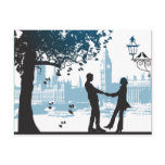 Romantic couple in love save the date announcement postcards