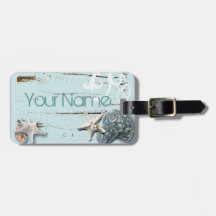 Romantic Elegant blue Seashell Beach fashion tag Luggage Tags