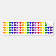 Romantic Gifts for Girls : A Rainbow of Hearts Bumper Sticker