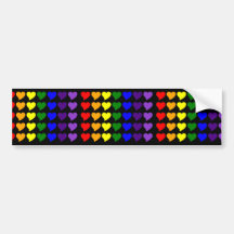 Romantic Gifts for Girls : A Rainbow of Hearts Bumper Stickers