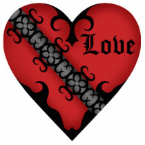 Romantic gothic mediaeval red heart magnet. acrylic cut outs