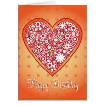Romantic Heart Design "Happy Birthday" Greeting Cards
