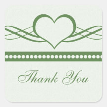 Romantic Heart Swirls Thank You Stickers