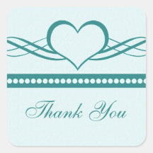 Romantic Heart Swirls Thank You Stickers