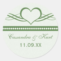 Romantic Heart Swirls Wedding Stickers
