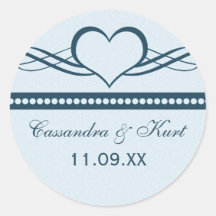 Romantic Heart Swirls Wedding Stickers