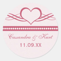 Romantic Heart Swirls Wedding Stickers