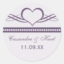 Romantic Heart Swirls Wedding Stickers