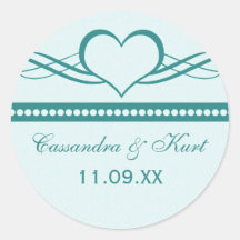 Romantic Heart Swirls Wedding Stickers