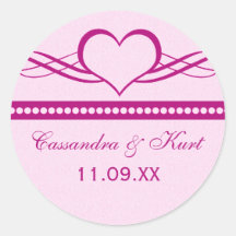Romantic Heart Swirls Wedding Stickers