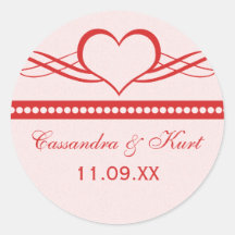Romantic Heart Swirls Wedding Stickers