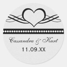 Romantic Heart Swirls Wedding Stickers