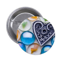 Romantic hearts collection button