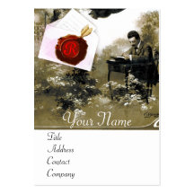 ROMANTIC LETTER HOLDER RED WAX SEAL MONOGRAM BUSINESS CARDS