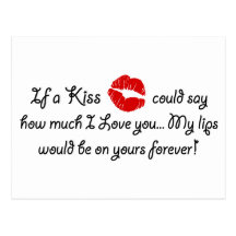 Romantic Love Kiss Quote Kissing Romance quotation Postcards