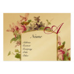 ROMANTIC MONOGRAM,Cyclamens pink green gold Business Cards