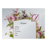 ROMANTIC MONOGRAM,Cyclamens pink green platinum Business Card Templates