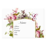 ROMANTIC MONOGRAM,Cyclamens pink green white Business Cards