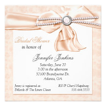 Romantic Peach Bridal Shower Invitation