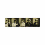 Romantic photostrip of woman and couple photo sculptures