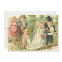 Romantic Pigs Personalized Invitation
