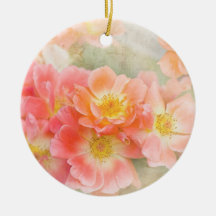 Romantic Pink Flowers Christmas Tree Ornament
