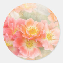 Romantic Pink Flowers Round Stickers