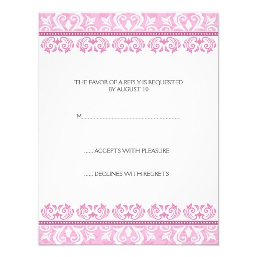 Romantic pink lace wedding invitation RSVP card Romantic pink lace wedding invitation RSVP card