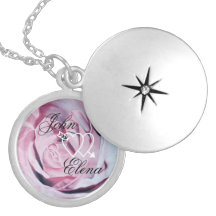 Romantic Pink Rose Heart Necklace